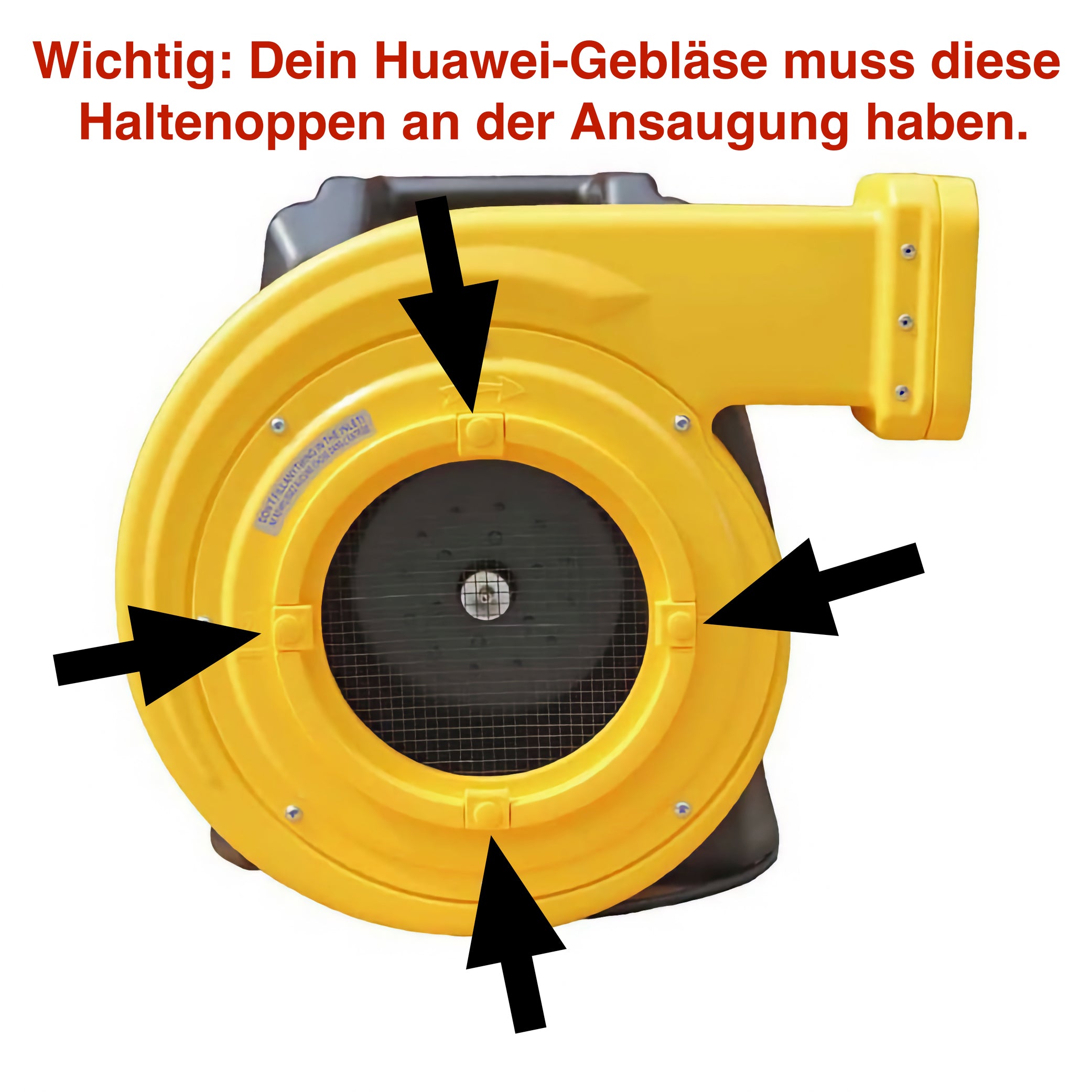 Huawei Hüpfburg-Gebläse mit Haltenoppen an der Ansaugung für AERONO Silent